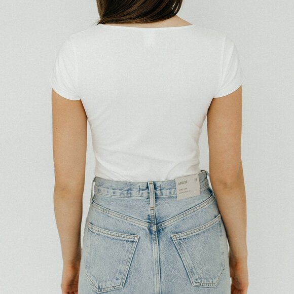 RE/DONE Square Neck Bodysuit in White - Picture 3 of 3